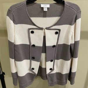 Ann Taylor Loft Striped Brown + Cream Cardigan size medium